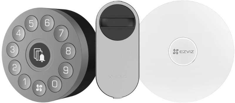 Ezviz DL01S 3in1 komplekts Viedā slēdzene iekštelpas + ārpus telpas + durvju zvans ar Gatewayy Sudraba