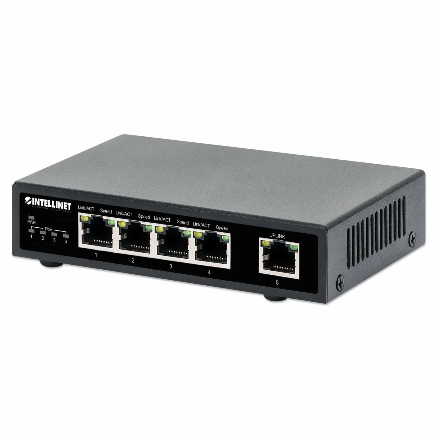 Šakotuvas Intellinet 561839 Switch Gigabit 4x RJ45 PoE+, 1x RJ45 Uplink