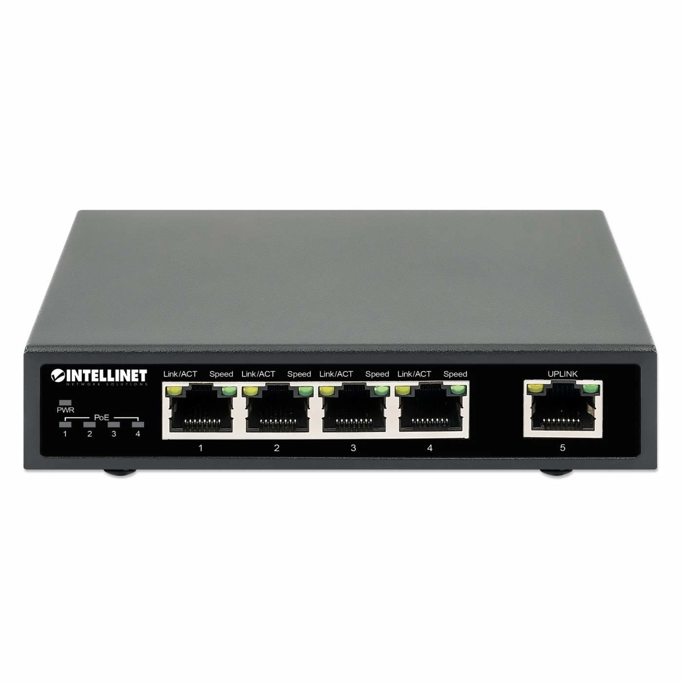 Šakotuvas Intellinet 561839 Switch Gigabit 4x RJ45 PoE+, 1x RJ45 Uplink