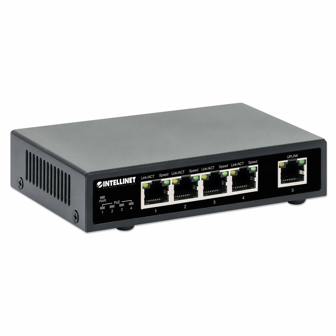 Šakotuvas Intellinet 561839 Switch Gigabit 4x RJ45 PoE+, 1x RJ45 Uplink