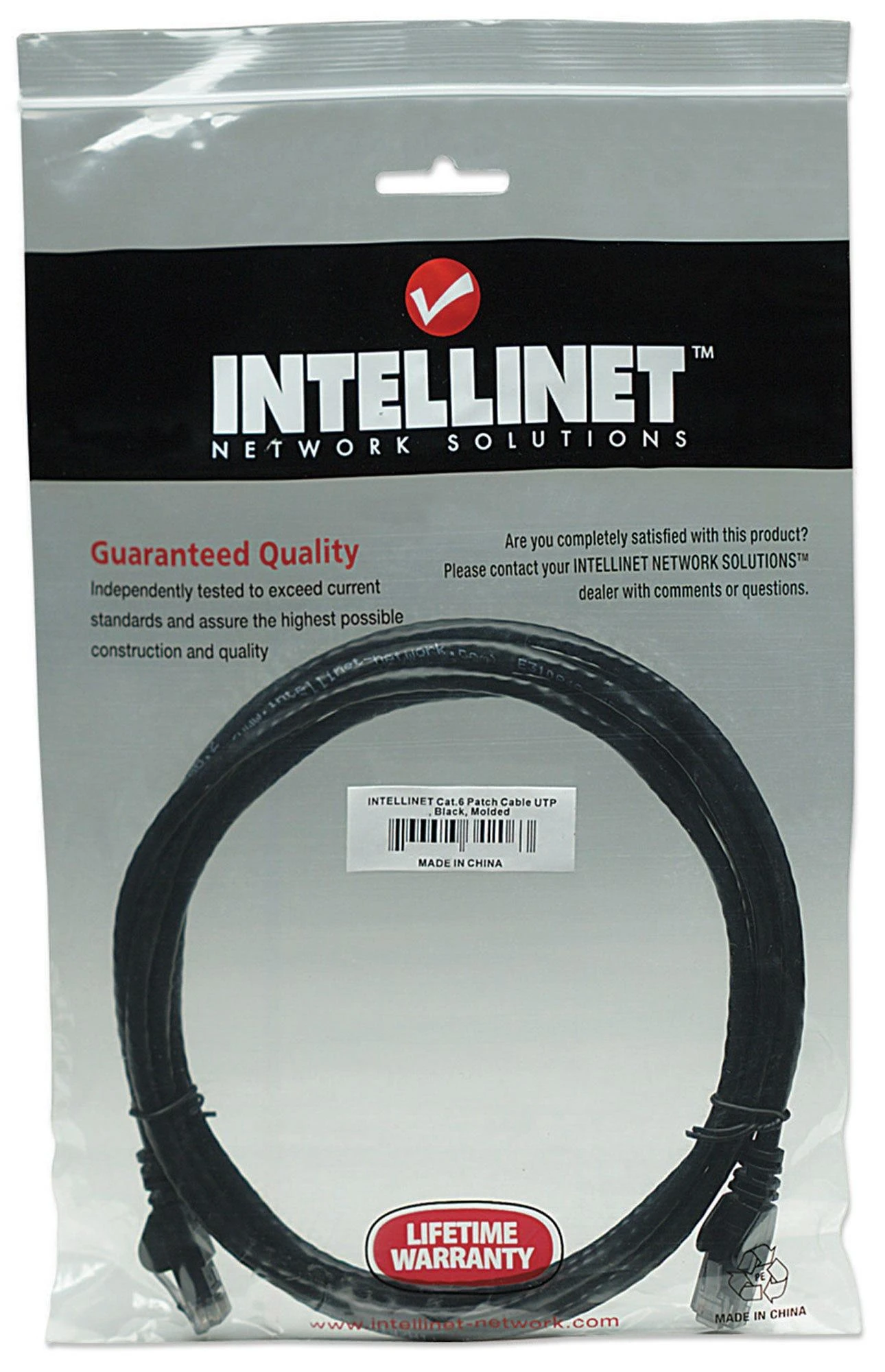 Intracom INTELLINET tinklo kabelis Cat6 UTP RJ45 vyriškas / RJ45 vyriškas 2,0 m 7 pėd. Juodas