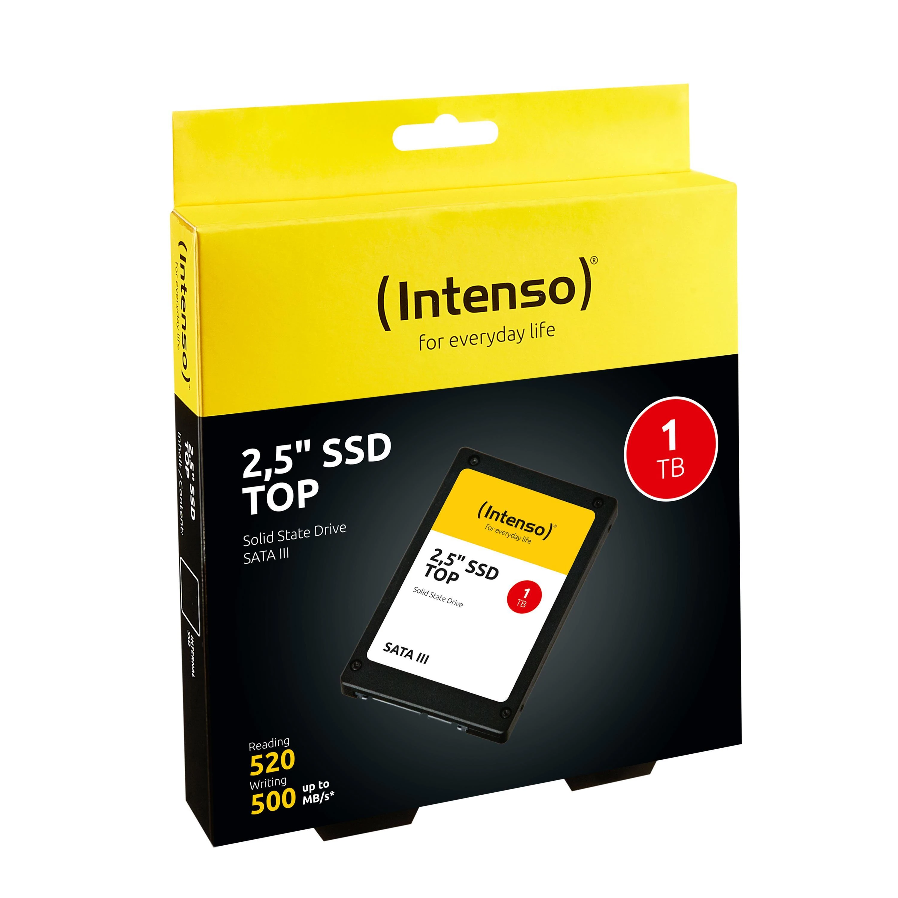 Intenso SSD TOP 1TB SATA3, 520/490MBs, Atsparus smūgiams, Mažos galios