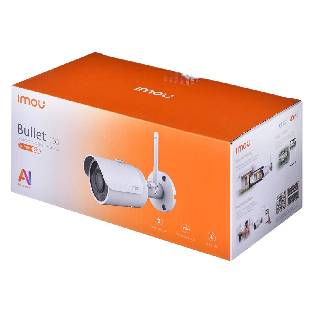 Imou Dahua IP cilindrinė kamera IPC-F32MIP, 3MP 25fps, IP67, pašvietimas iki 30m, 3.6mm 90°, Onvif, WIFI