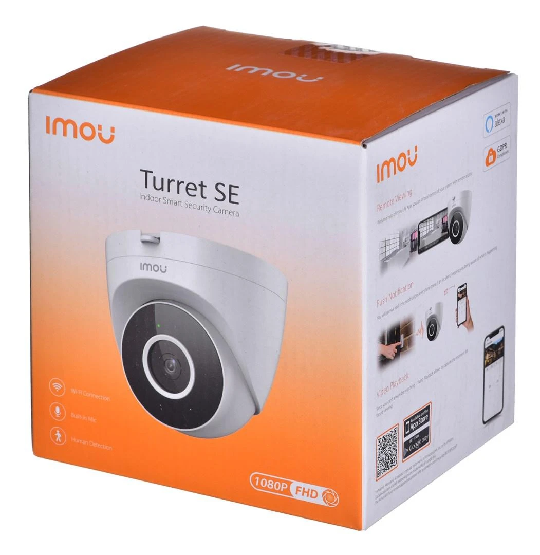 Dahua IP kupolinė kamera IMOU IPC-T22EP, 2MP 25fps, pašvietimas iki 30m, SD iki 256GB, 2.8mm 92°, WIFI, On