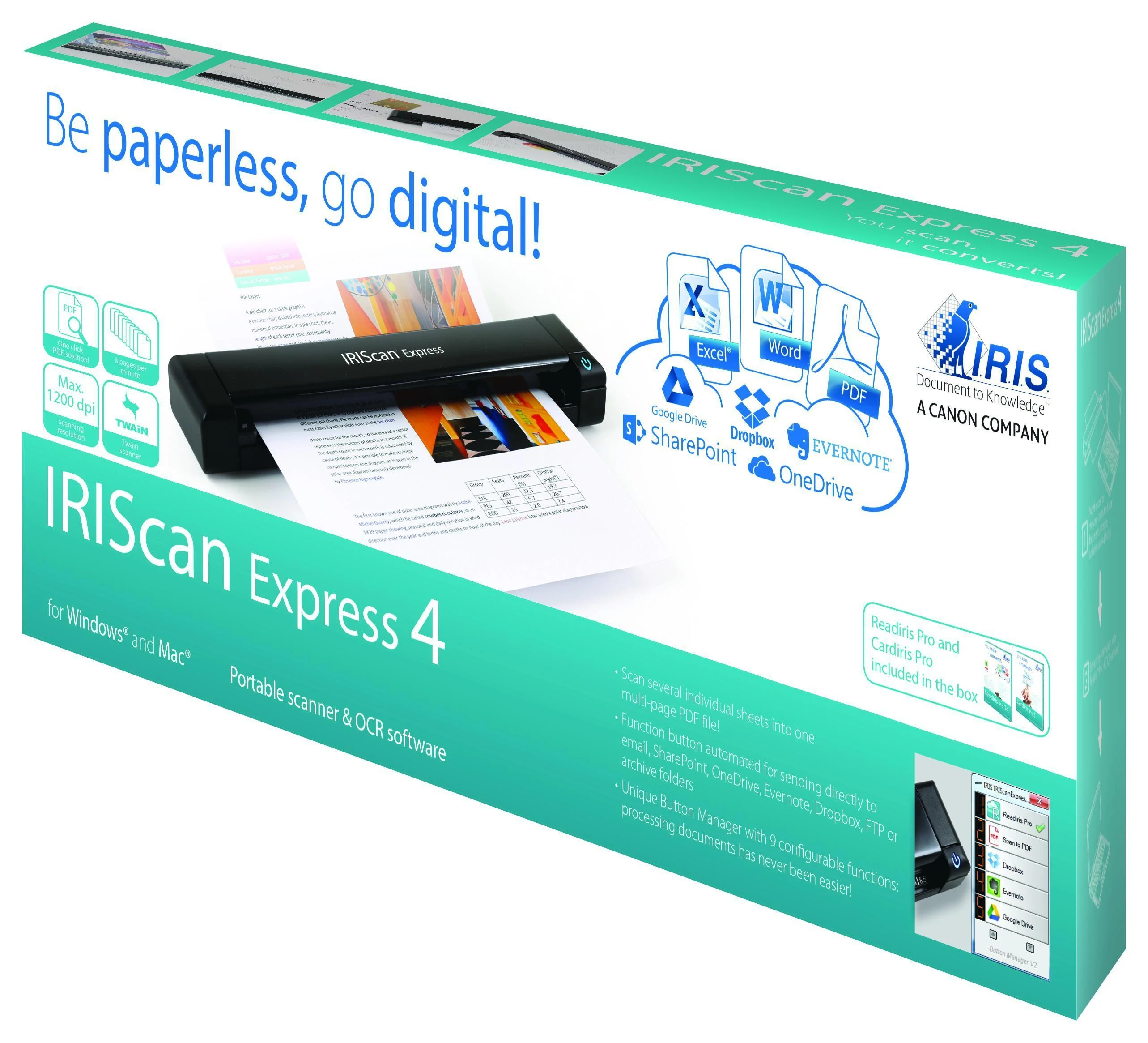 Skeneris Skaitytuvas, tiekiamas dokumentams IRIS Express 4 458510 (A4, USB, USB kabelis)