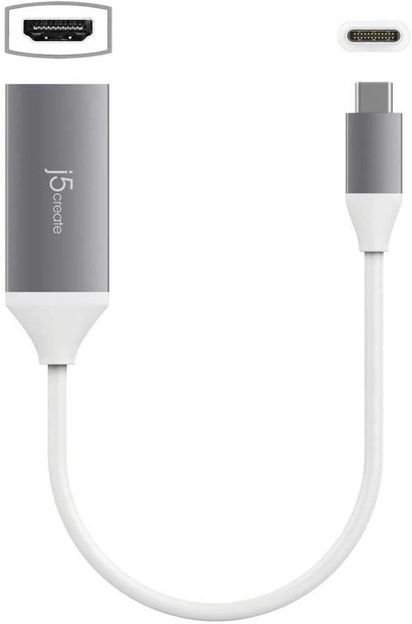 j5create USB-C į HDMI adapteris su baltu laidu