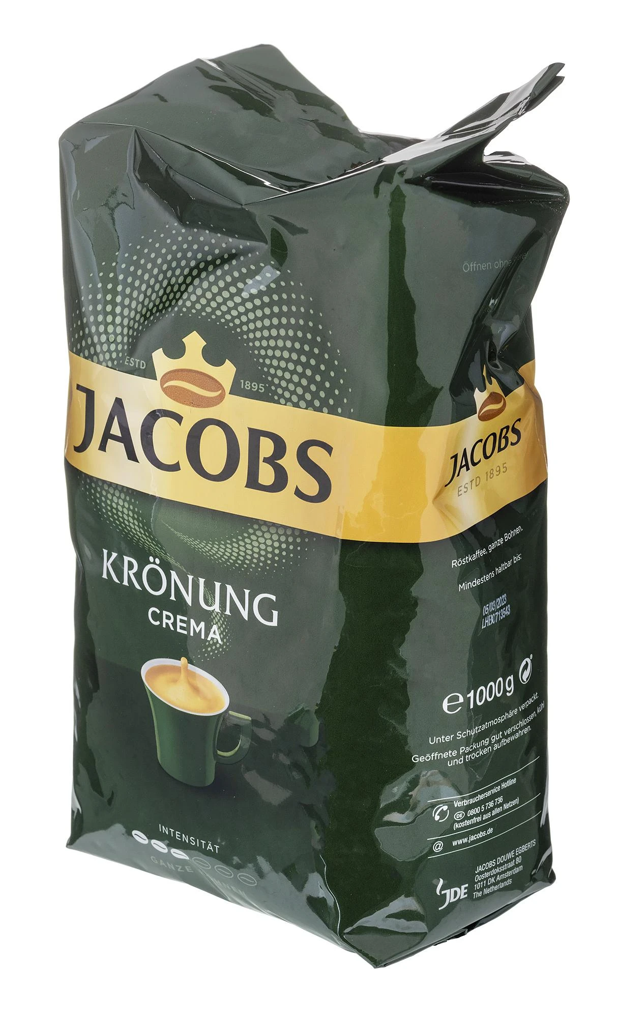 Jacobs Kronung Caffe Crema kavos pupelės 1kg