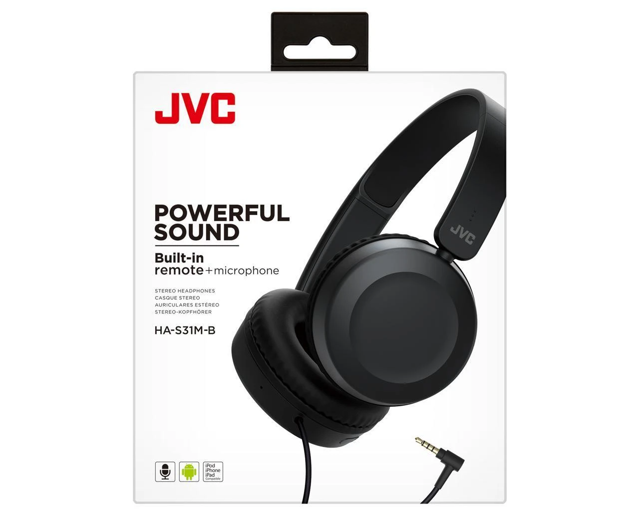 Ausinės JVC HA-S31M-B (on-ear, YES, juodos spalvos