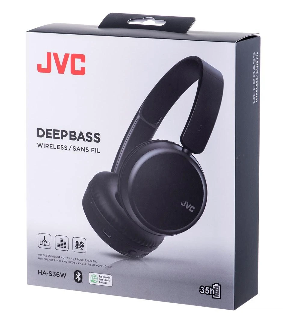 JVC, HA-S36W-BU, juodos sp. dinaminės ausinės, mikrofonas