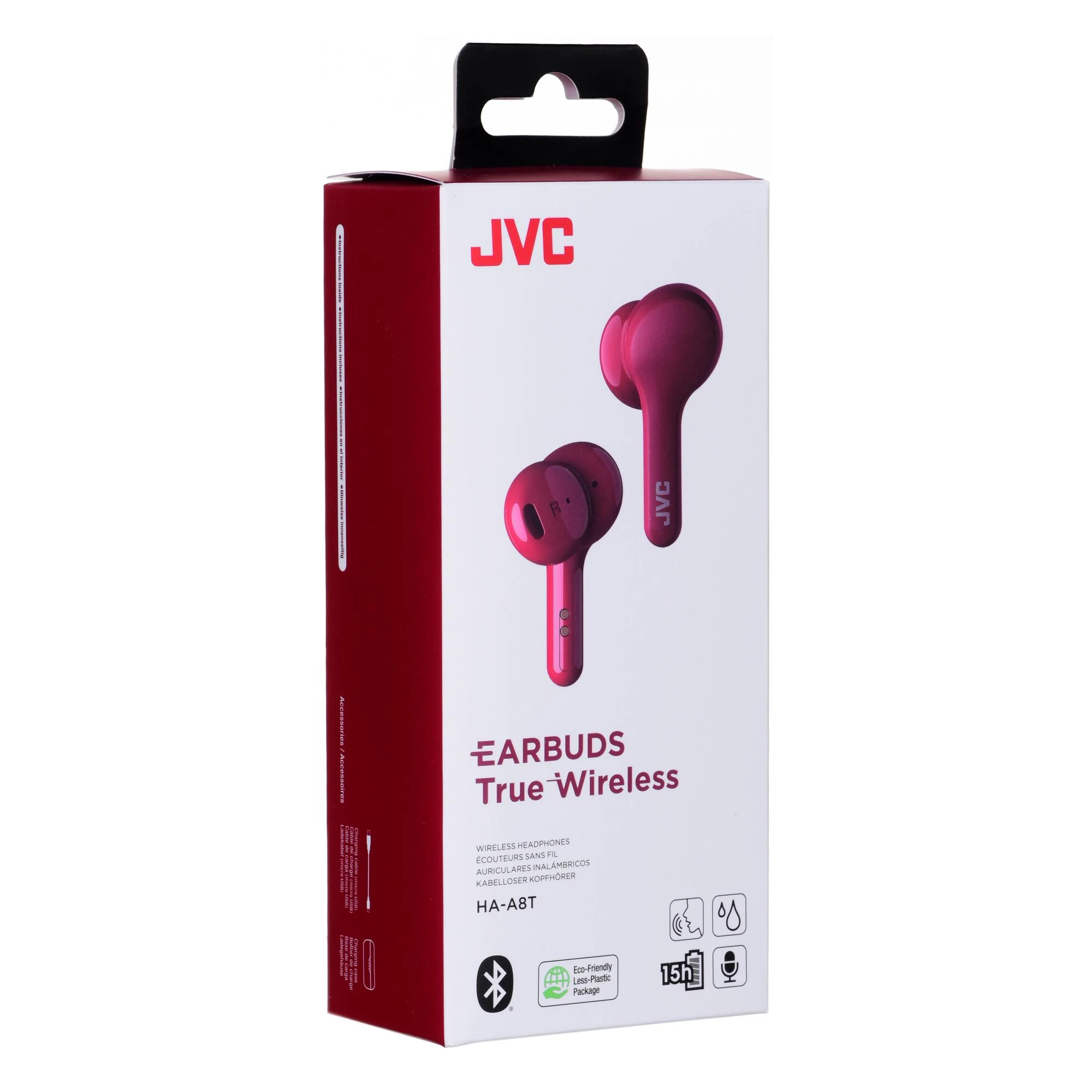JVC HA-A8T-RU raudonos ausinės su pakuote