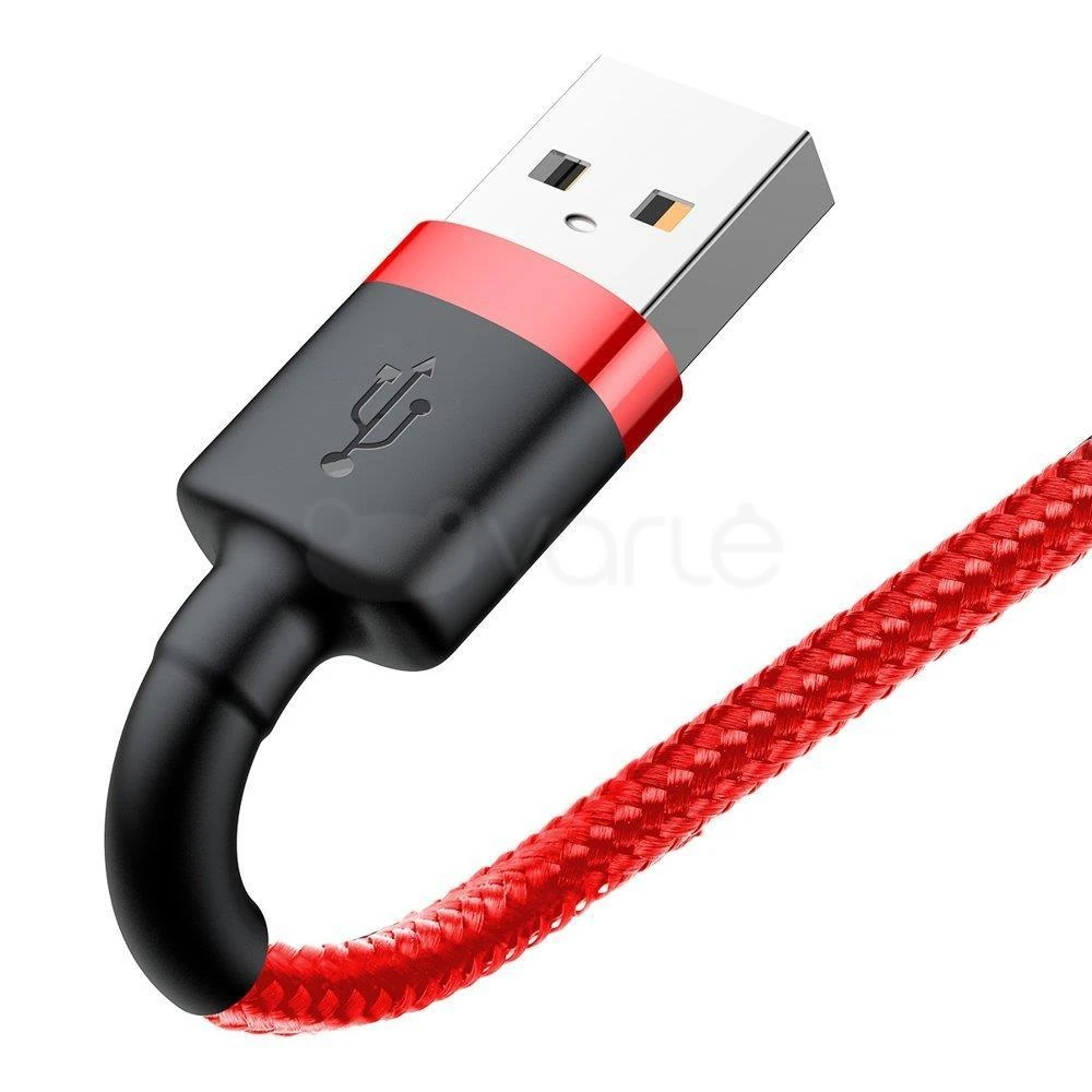 Kabelis Baseus USB2.0 A - IP lightning, 0.5 m, QC3.0 su nailoniniu šarvu Cafule raudonas/juodas