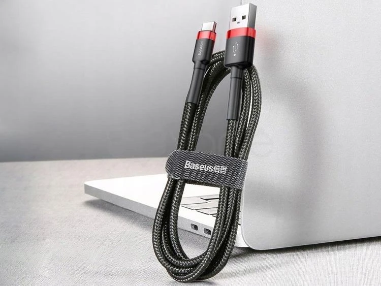 Kabelis Baseus USB2.0 A - IP lightning, 0.5 m, QC3.0 su nailoniniu šarvu Cafule raudonas/juodas