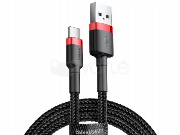 Kabelis Baseus USB2.0 A - IP lightning, 0.5 m, QC3.0 su nailoniniu šarvu Cafule raudonas/juodas
