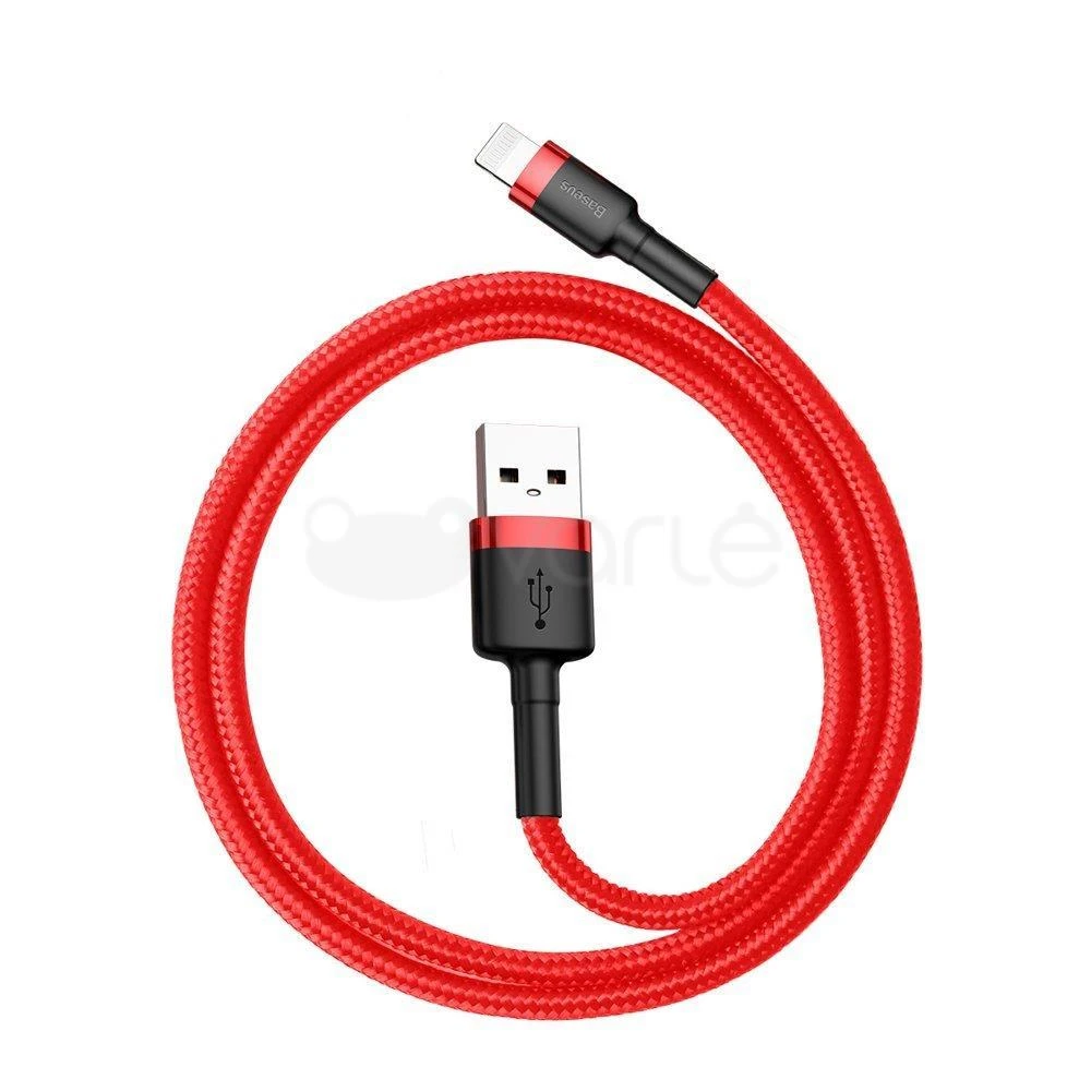 Kabelis Baseus USB2.0 A - IP lightning, 0.5 m, QC3.0 su nailoniniu šarvu Cafule raudonas/juodas