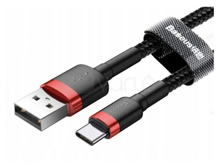 Kabelis Baseus USB2.0 A - IP lightning, 0.5 m, QC3.0 su nailoniniu šarvu Cafule raudonas/juodas