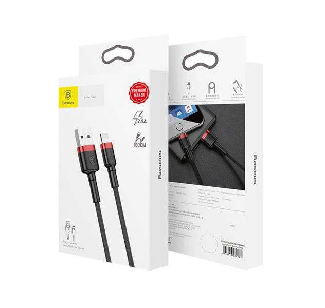 Baseus Cafule USB Lightning kabelis 2.4A 1m - Juoda / Raudona