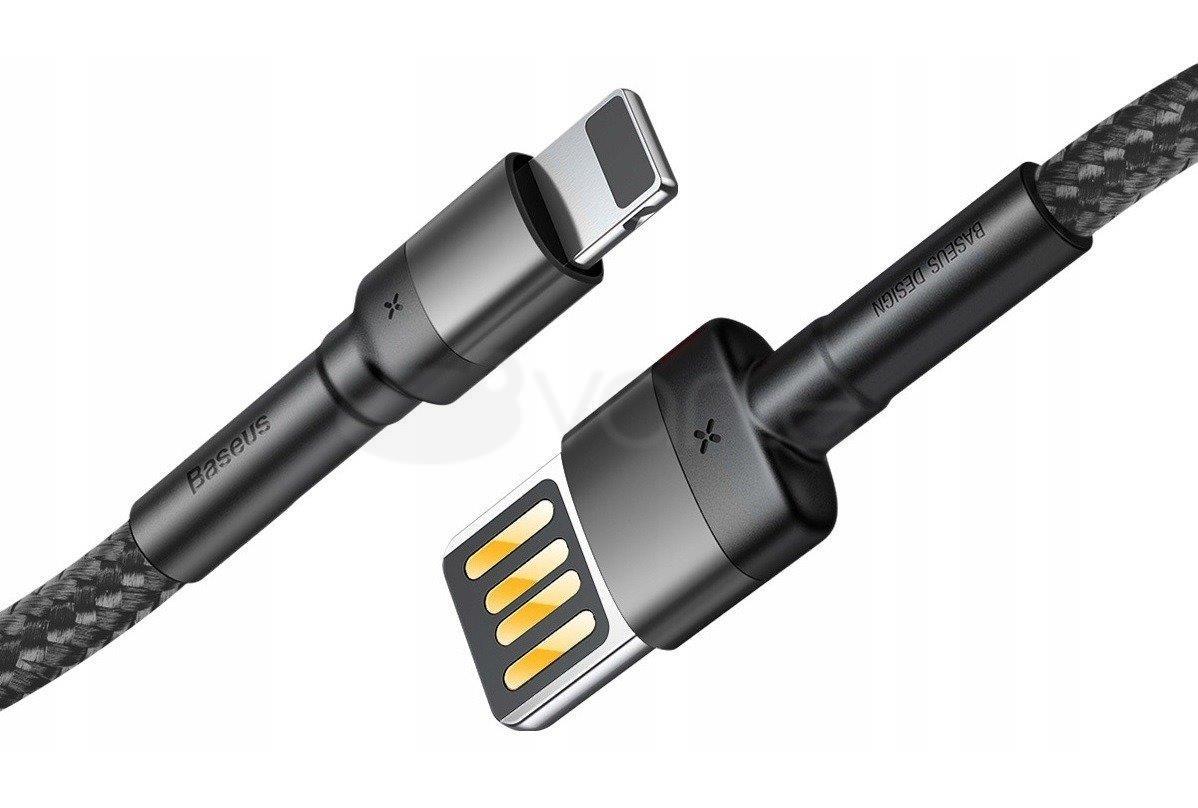 Baseus Cafule dvipusis USB Lightning kabelis 2.4A 1m - Pilkas / Juodas