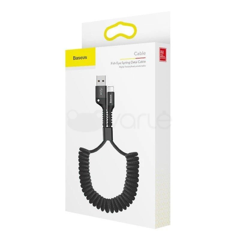 Kabelis Baseus spiralinis USB2.0 A kištukas - IP žaibo kištukas 1 m. su nailoniniu šarvu Fish ey