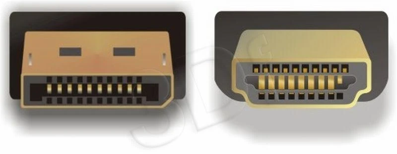 DisplayPort ir HDMI jungtys iš priekio