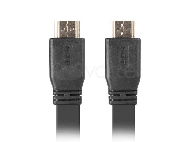Juodas plokščias HDMI laidas, jungčių antgaliai