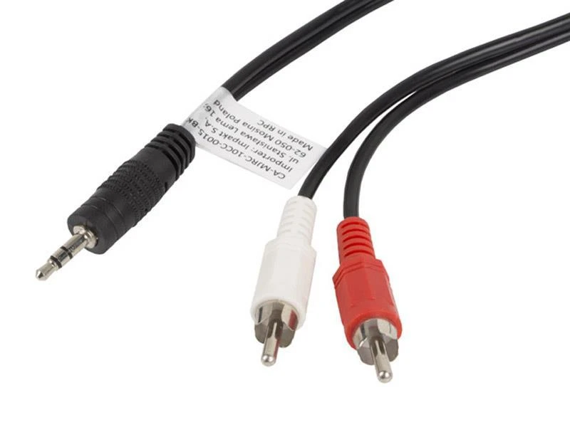 LANBERG CA-MJRC-10CC-0015-BK stereo garso kabelis Mini Jack 3.5mm M -> 2x RCA Cinch 1.5m