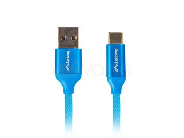 LANBERG CA-USBO-21CU-0005-BL Premium laidas USB-C M A M 2.0 0.5M Mėlyna Super Charge