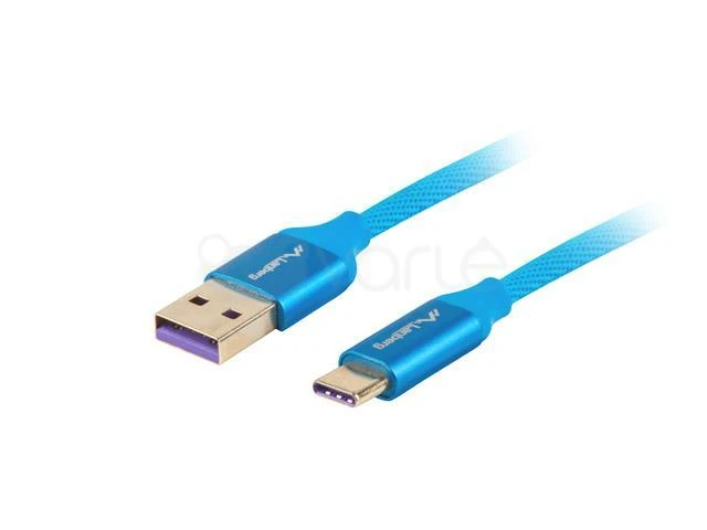 LANBERG CA-USBO-21CU-0005-BL Premium laidas USB-C M A M 2.0 0.5M Mėlyna Super Charge