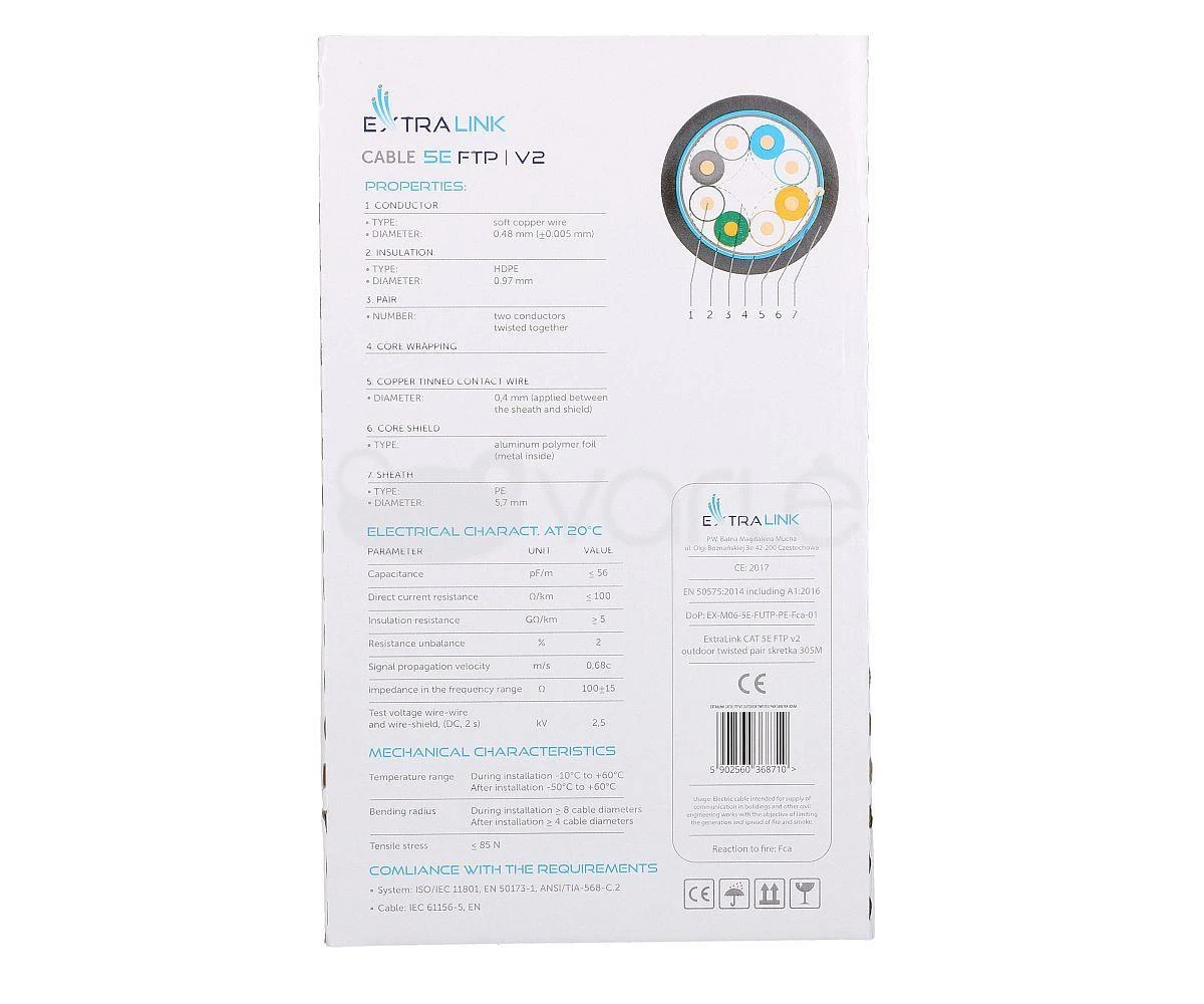 Tinklo laidas Tinklo laidas Extralink, F/UTP, 305 m