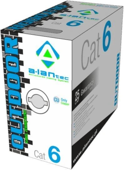 Tinklo Kabelis - Alantec KIU6 305m Cat6 U/UTP Juodas