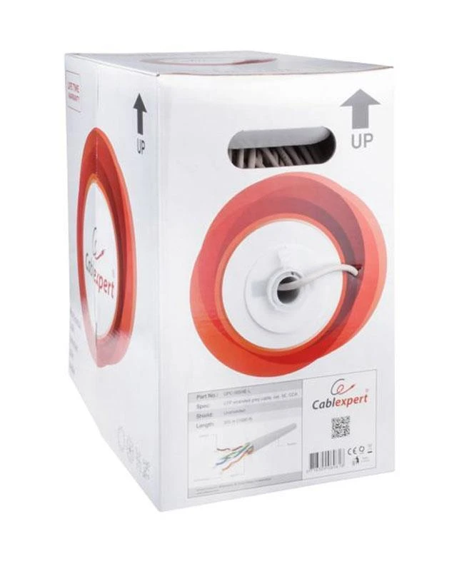 Gembird kabelis UTP, kat. 5e, vyta gysla/stranded, AWG 24, CCA, 305m pilkas