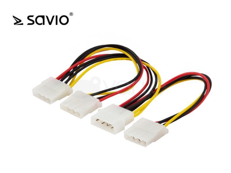 SAVIO maitinimo kabelis MOLEX 4 kontaktų (M) – 3x MOLEX 4 kontaktų (F) AK-16