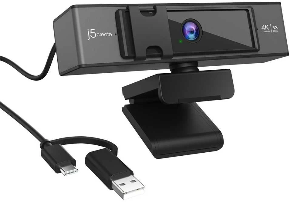 J5create Zoom USB 4K ULTRA HD internetinė kamera 5X – skaitmeninis priartinimas su nuotolinio valdymo pultu