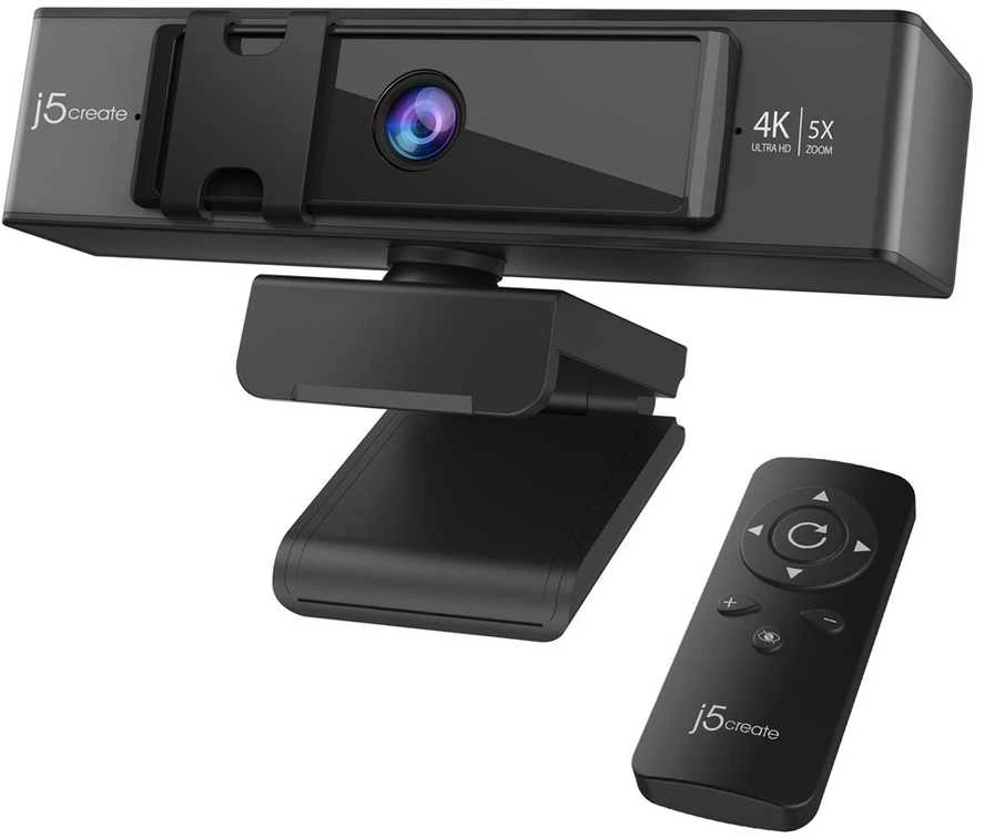 J5create Zoom USB 4K ULTRA HD internetinė kamera 5X – skaitmeninis priartinimas su nuotolinio valdymo pultu