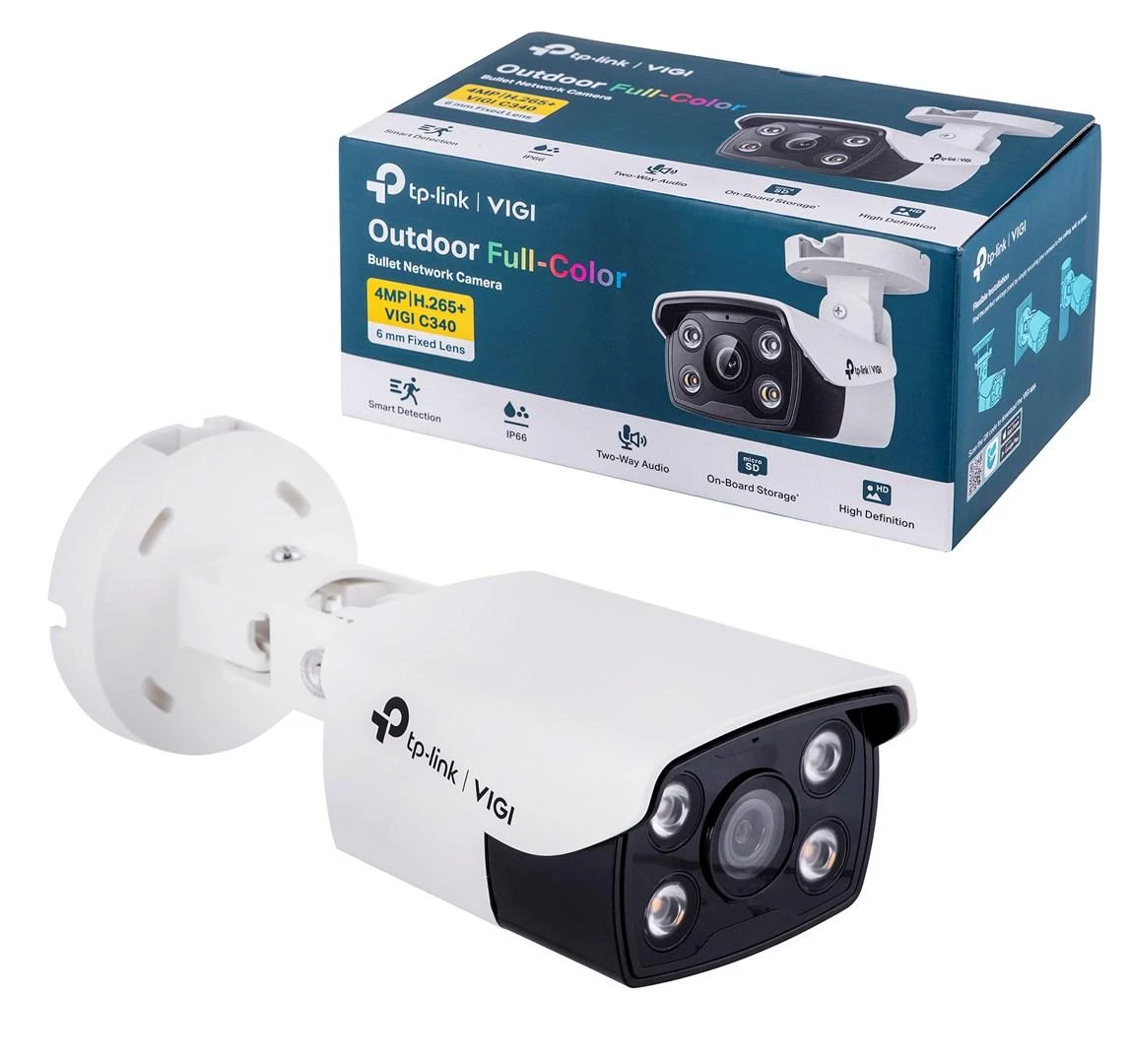 TP-LINK | VIGI 4MP lauko visų spalvų tinklo kamera | VIGI C340 | Kulka | 4 MP | 6 mm | IP66 | H.265+/H.265/H.264+/H.264 | MicroSD