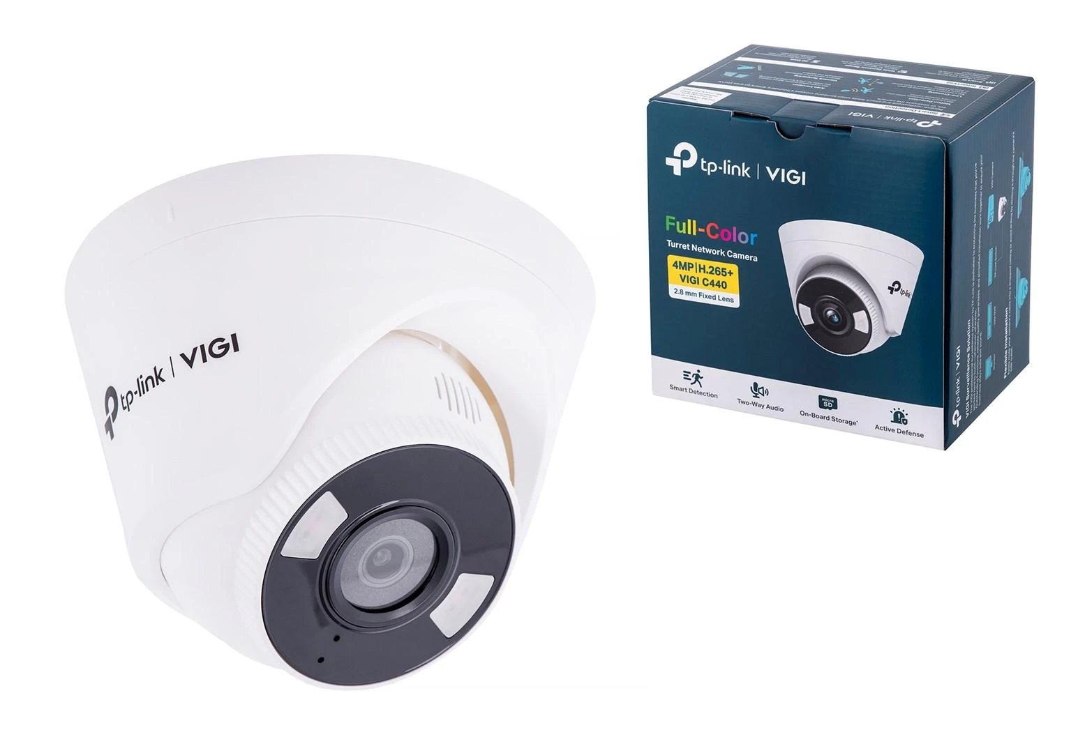 TP-LINK | VIGI 4MP visų spalvų bokštelio tinklo kamera | VIGI C440 | Kupolas | 4 MP | 2,8 mm | H.265+/H.265/H.264+/H.264 | MicroSD