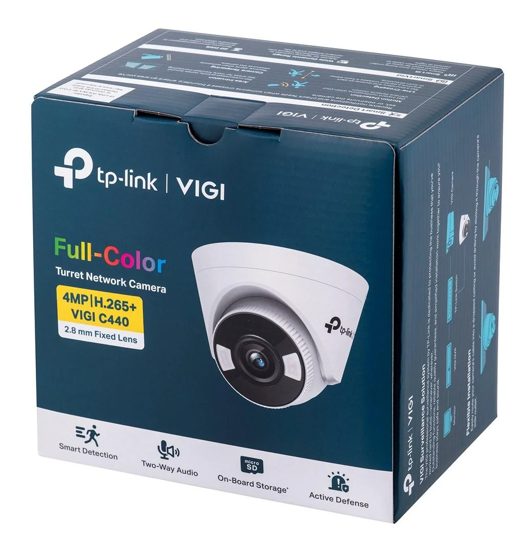 TP-LINK | VIGI 4MP visų spalvų bokštelio tinklo kamera | VIGI C440 | Kupolas | 4 MP | 2,8 mm | H.265+/H.265/H.264+/H.264 | MicroSD