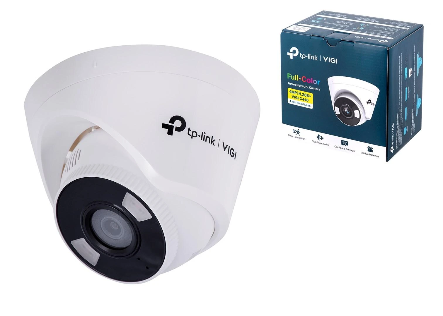 TP-LINK | VIGI 4MP visų spalvų bokštelio tinklo kamera | VIGI C440 | Kupolas | 4 MP | 4 mm | H.265+/H.265/H.264+/H.264 | MicroSD