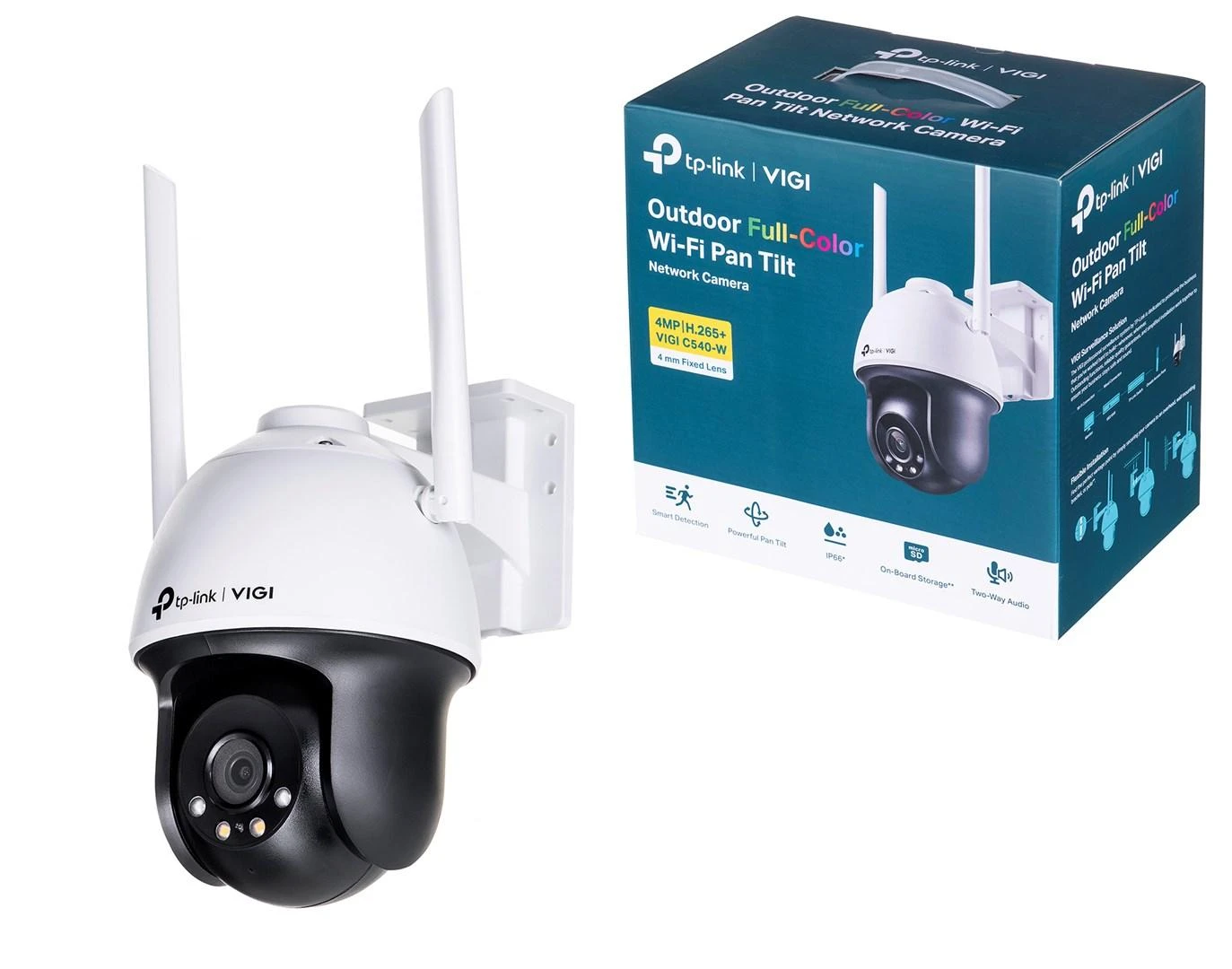TP-LINK | VIGI 4MP lauko visų spalvų Wi-Fi Pan Tilt tinklo kamera | VIGI C540-W | Kupolas | 4 MP | 4 mm | IP66 | H.265+/H.265/H.264+/H.264 | MicroSD