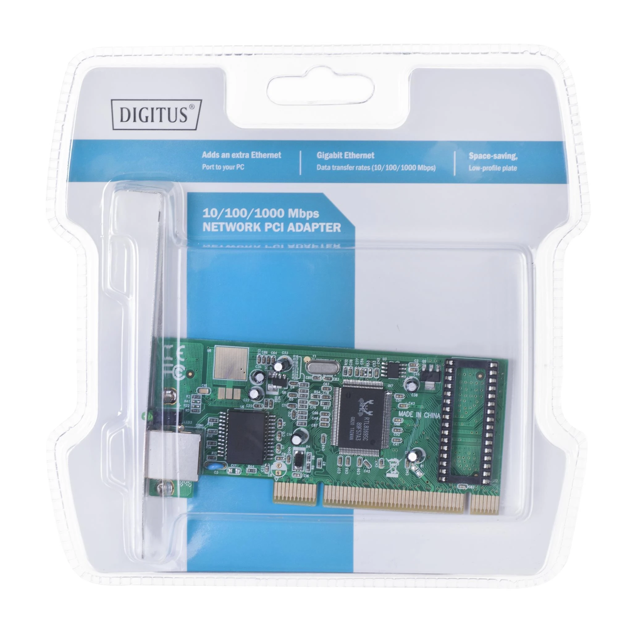 Assmann Electronic DIGITUS Gigabit PCI kortelė 10/100/1000Mbit 32-bit Gigabit Network Adapteris Realtek 8169SC chipset inkl. Žemo profilio laikiklis