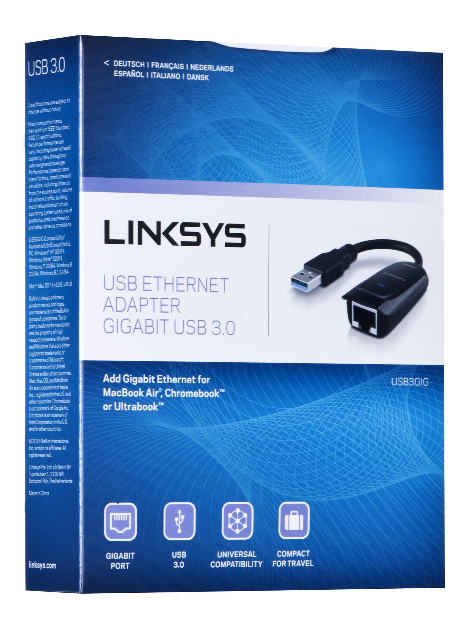 Linksys USB3GIG USB 3.0 Gigabit Adapteris, modelis USB3GIG