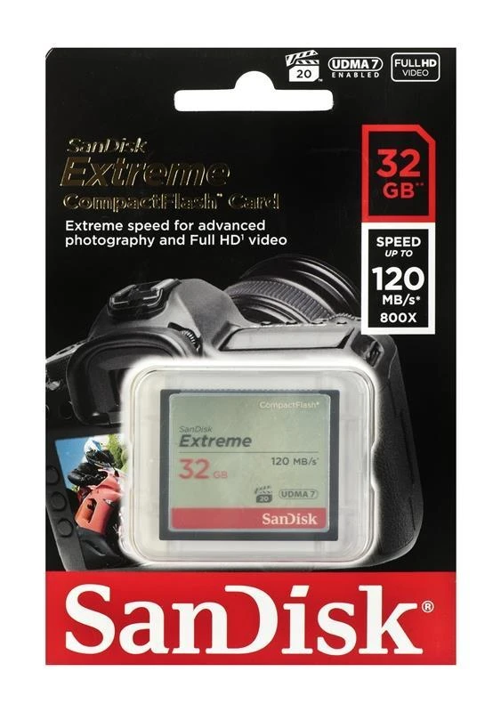 SanDisk Extreme 32GB CF kortelė pakuotėje