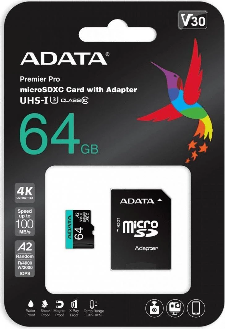 ADATA 64GB Micro SDXC kortelė su SD adapteriu
