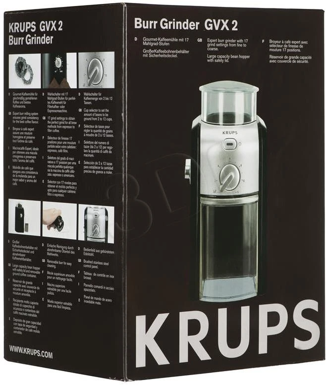 Kavamalė Grinder electric for coffee Krups GVX242 (110W, grinding, juodos spalvos, sidabrinis color)