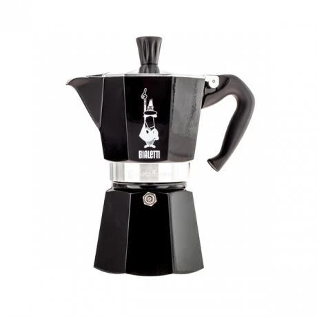 Bialetti Moka Express juodas kavinukas su logotipu