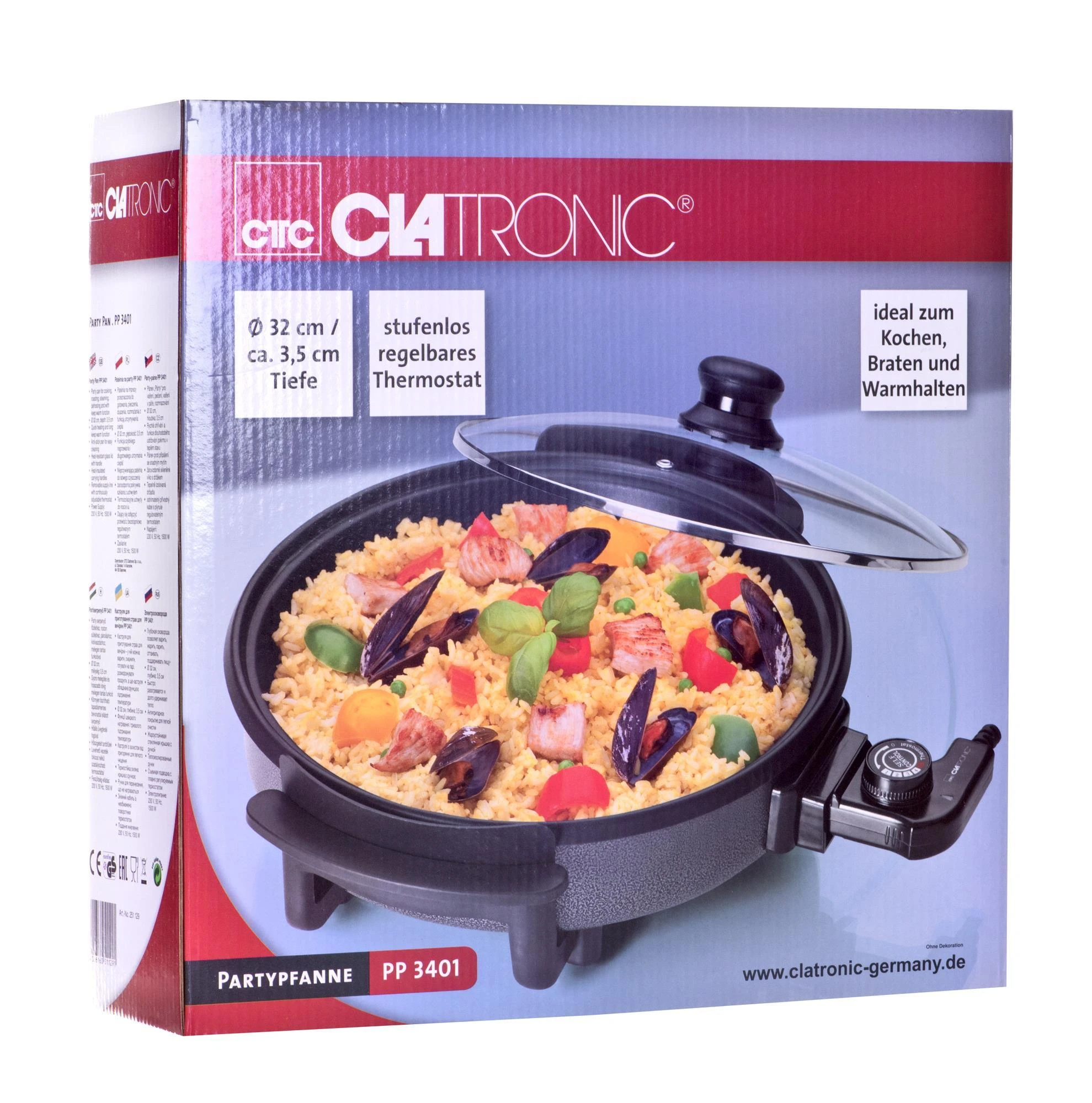 Clatronic keptuvė 32cm PP 3401, Juoda