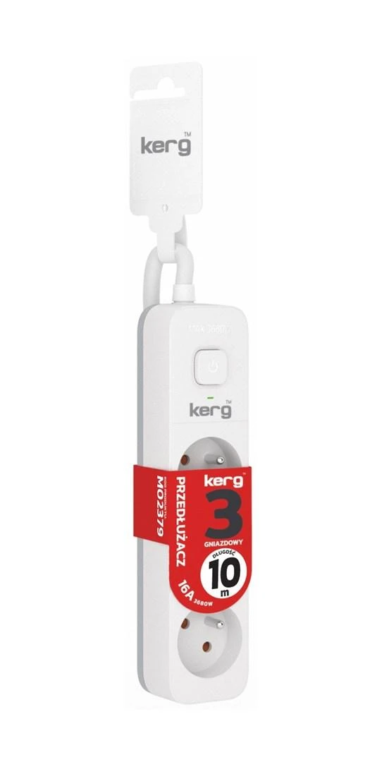HSK DATA Kerg M02379 3 Įžeminti lizdai - 10m maitinimo juosta su 3x1 5mm2 kabeliu 16A