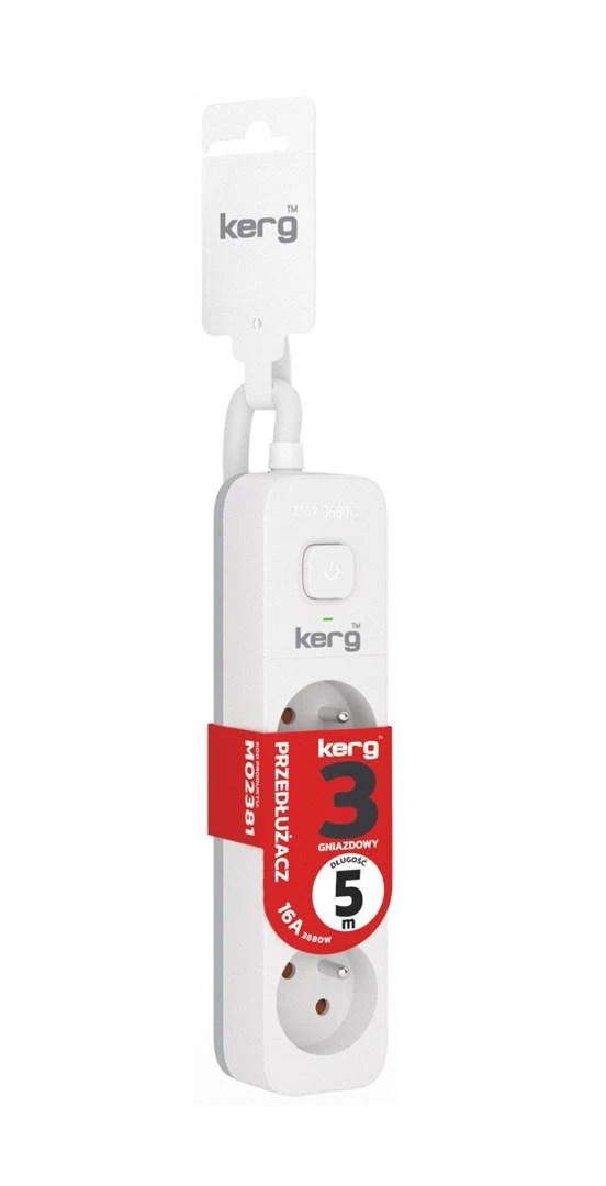 HSK Data kerg ilgintuvas kerg m02381 su jungikliu-3 lizdai-balta-pilka-5,0m-16a-h05vv-f-3x1,5mm2 m02381