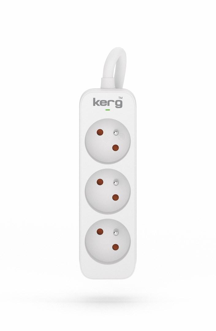 KERG M02387 ILGTINIMO LAIDAS BE JUNGIKLO 3 LIZDAI 16A 3680W KABELAS 1,5M Baltas-PILKA
