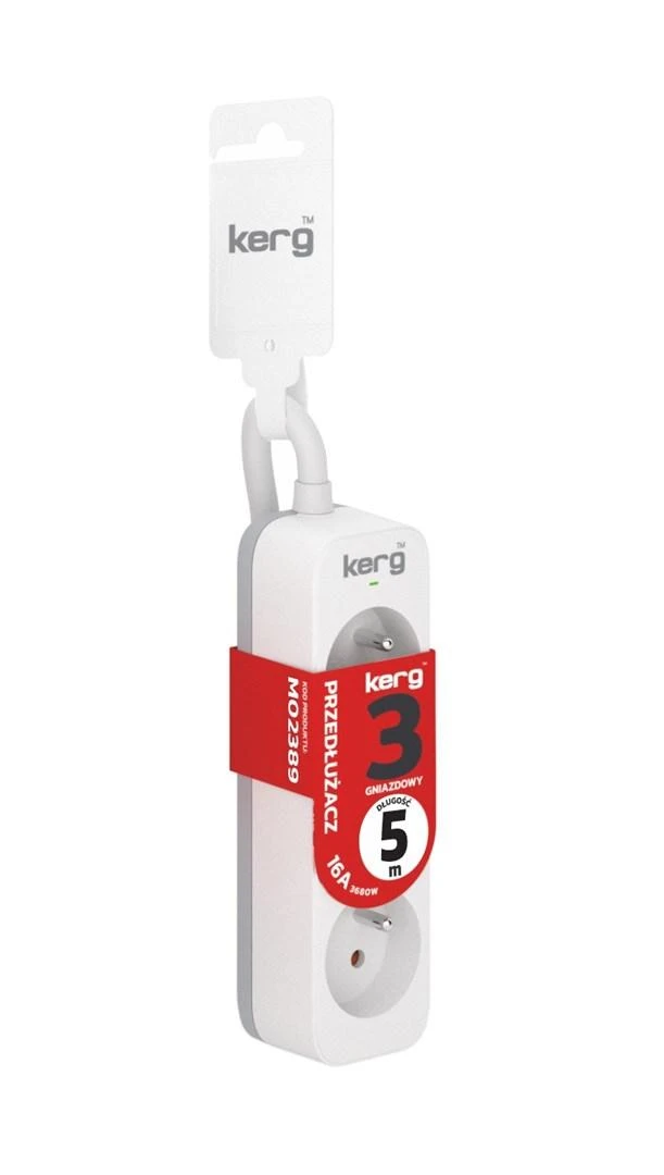 HSK DATA Kerg M02389 3 Įžeminti kištukiniai lizdai - 5m maitinimo juosta su 3x1 5mm2 kabeliu 16A