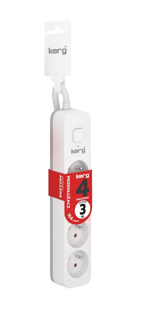 HSK DATA Kerg M02396 4 Įžeminti lizdai - 3,0 m maitinimo juosta su 3x1 5 mm2 kabeliu 16A
